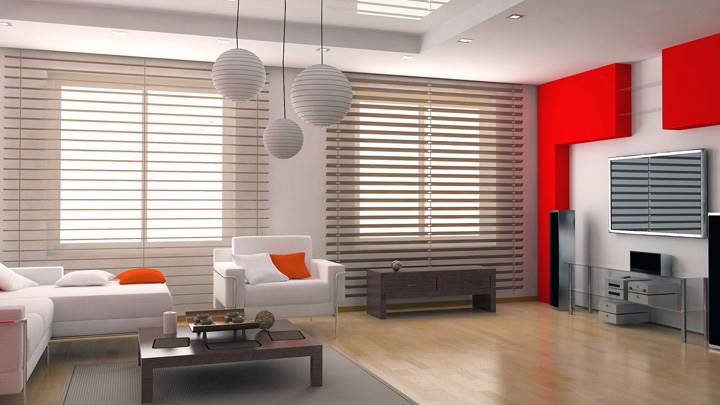 Red And White Background in Home Theater Room